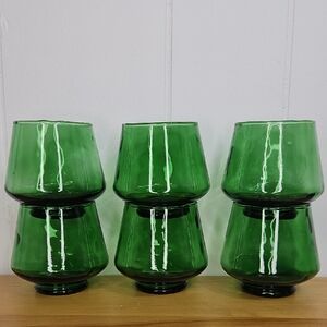 Set Of 6 Green Vintage Short Glasses Optic Green Cocktails Barware